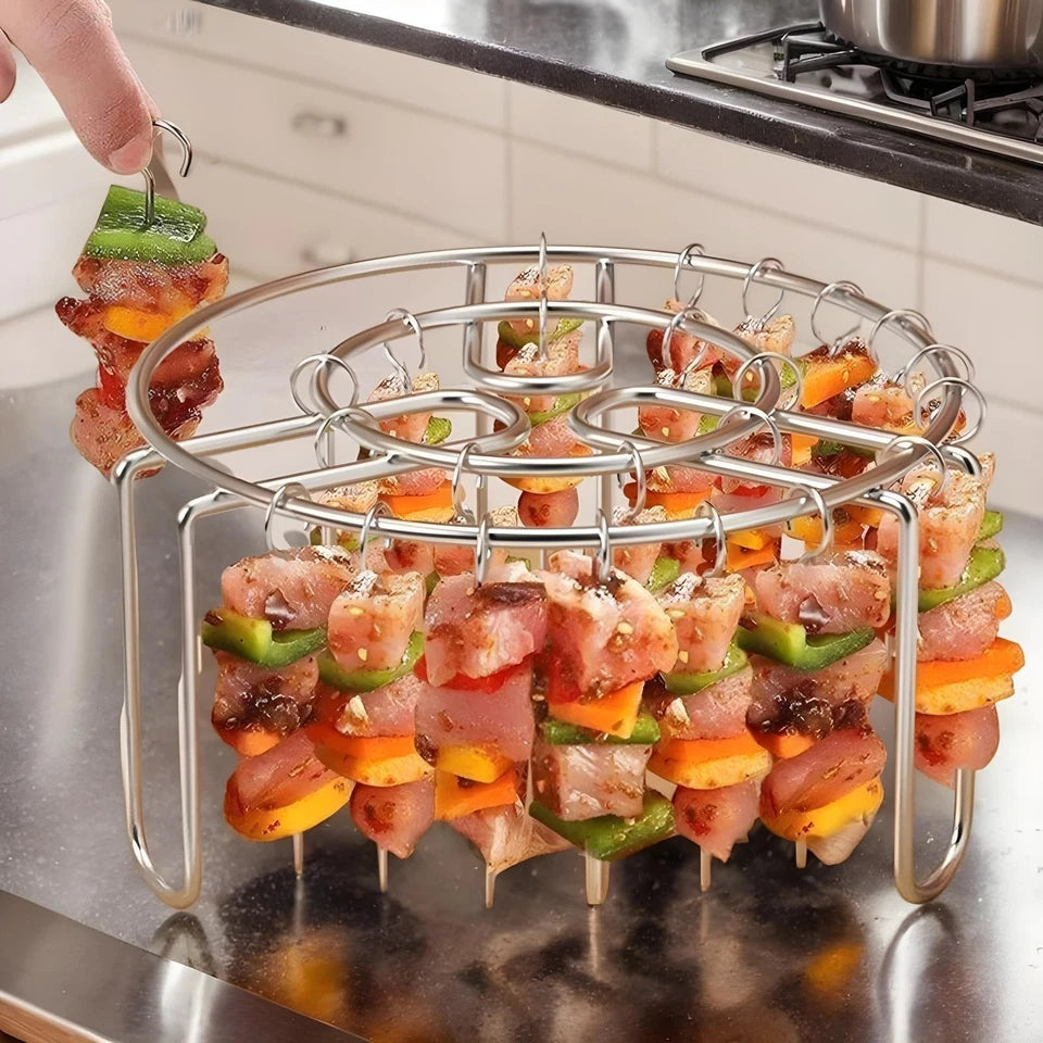 24 * Air Fryer Kebab Skewer +1 * Gril BBQ Rack Stand Stainless Steel Accessories