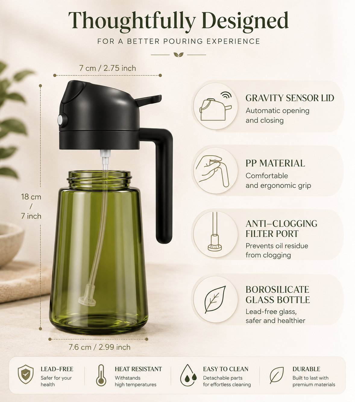 FrySmart™  470ml/16oz Premium Glass Oil Dispenser