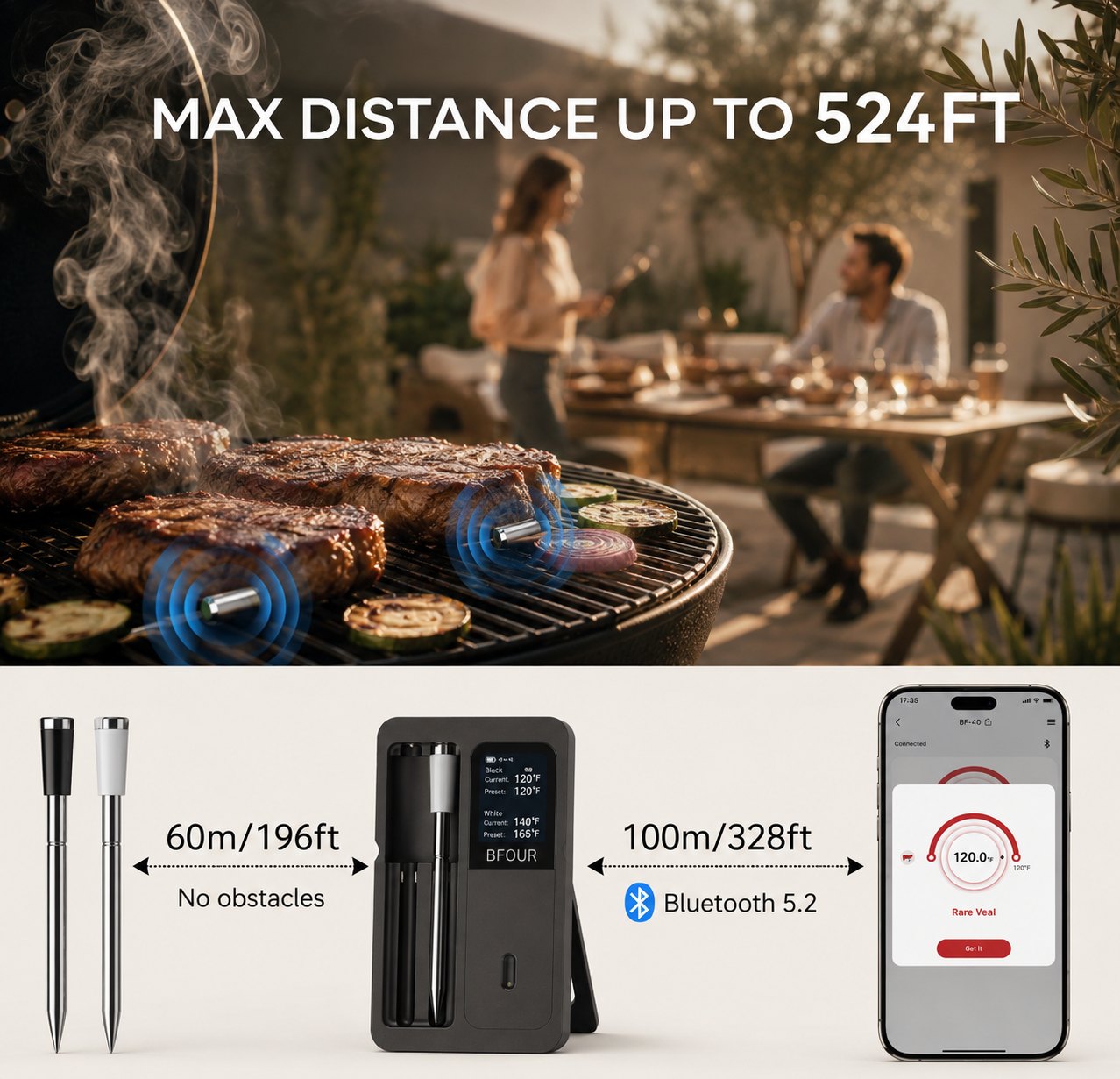 Frysmart™ Wireless Meat Thermometer Pro 2 Probe