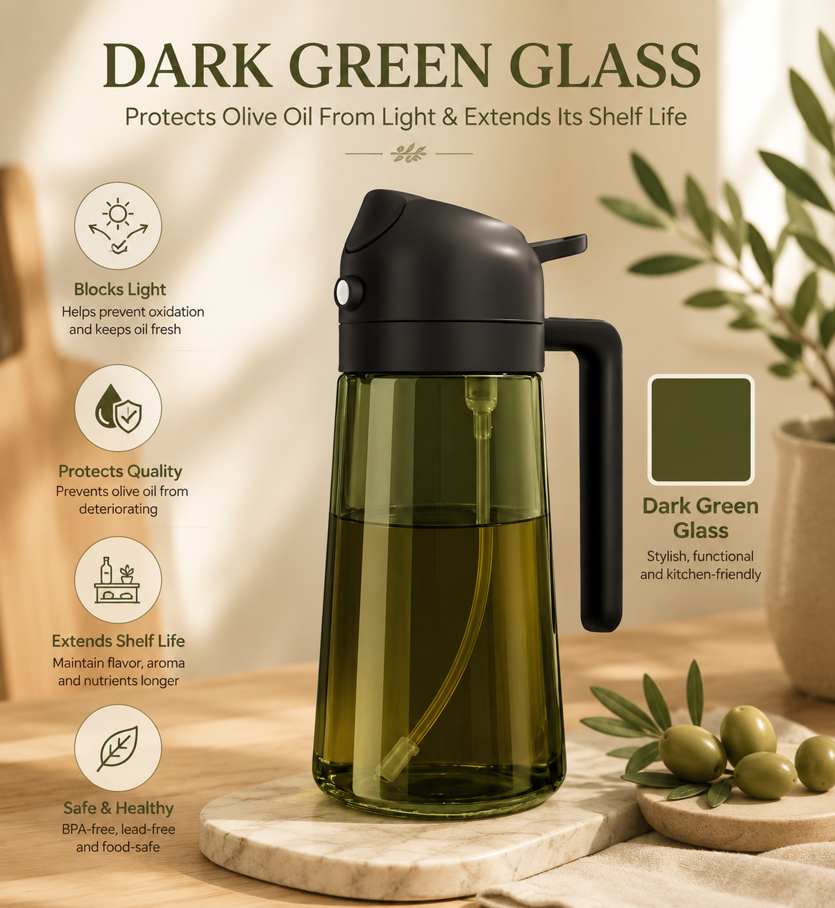 FrySmart™  470ml/16oz Premium Glass Oil Dispenser